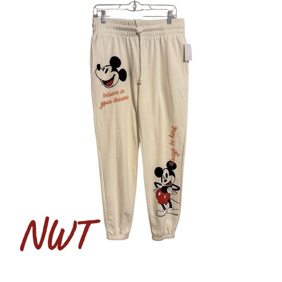 Disney Pants - NWT Disney Mickey Mouse Design Women's Winter White Jogger   SMALL  #4